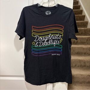 TWO Rainbow Pride Doughnuts & Deadlifts Athletic T-Shirts